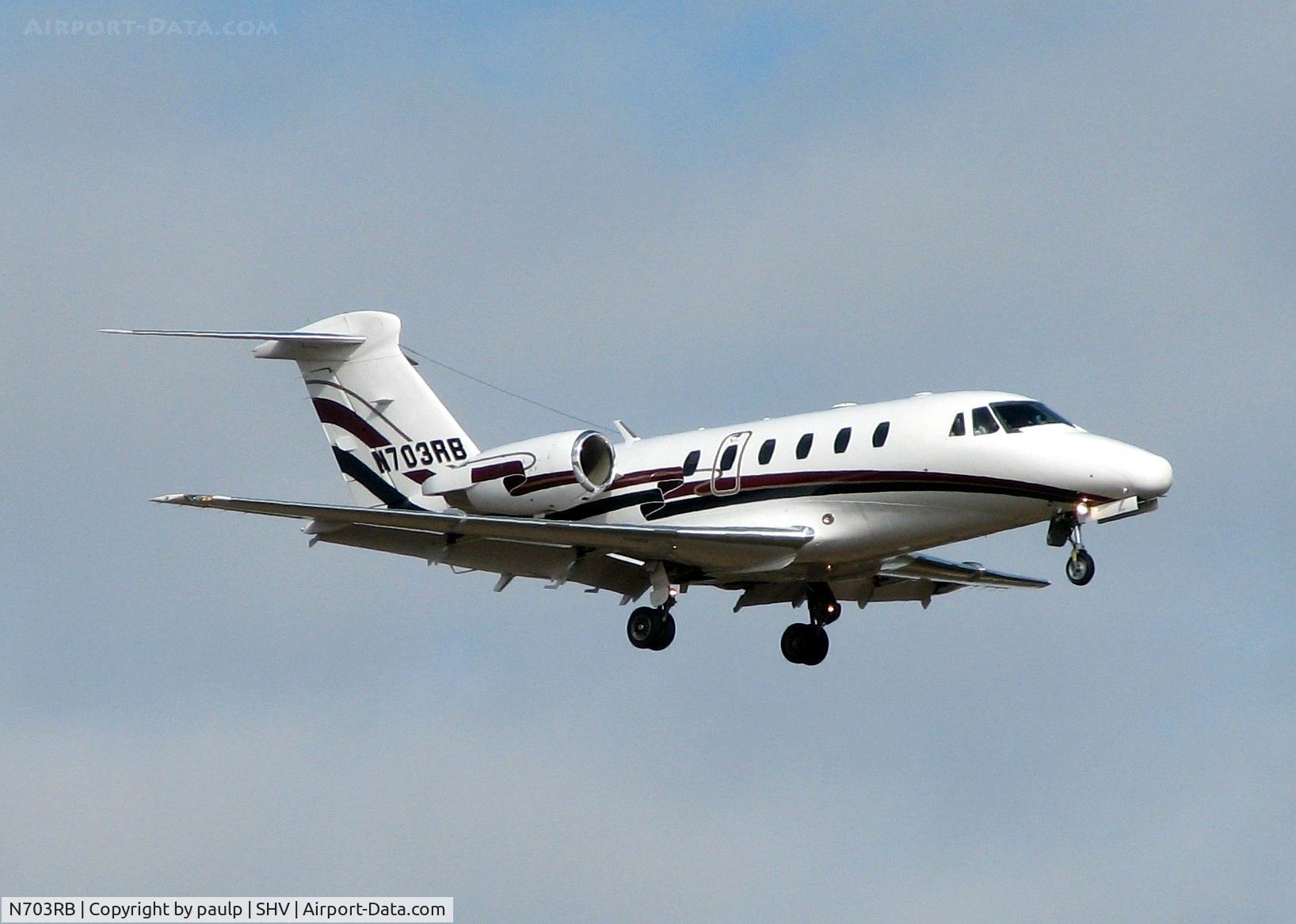 N703RB, 1994 Cessna 650 C/N 650-7046, Landing on 14 at Shreveport Regional.