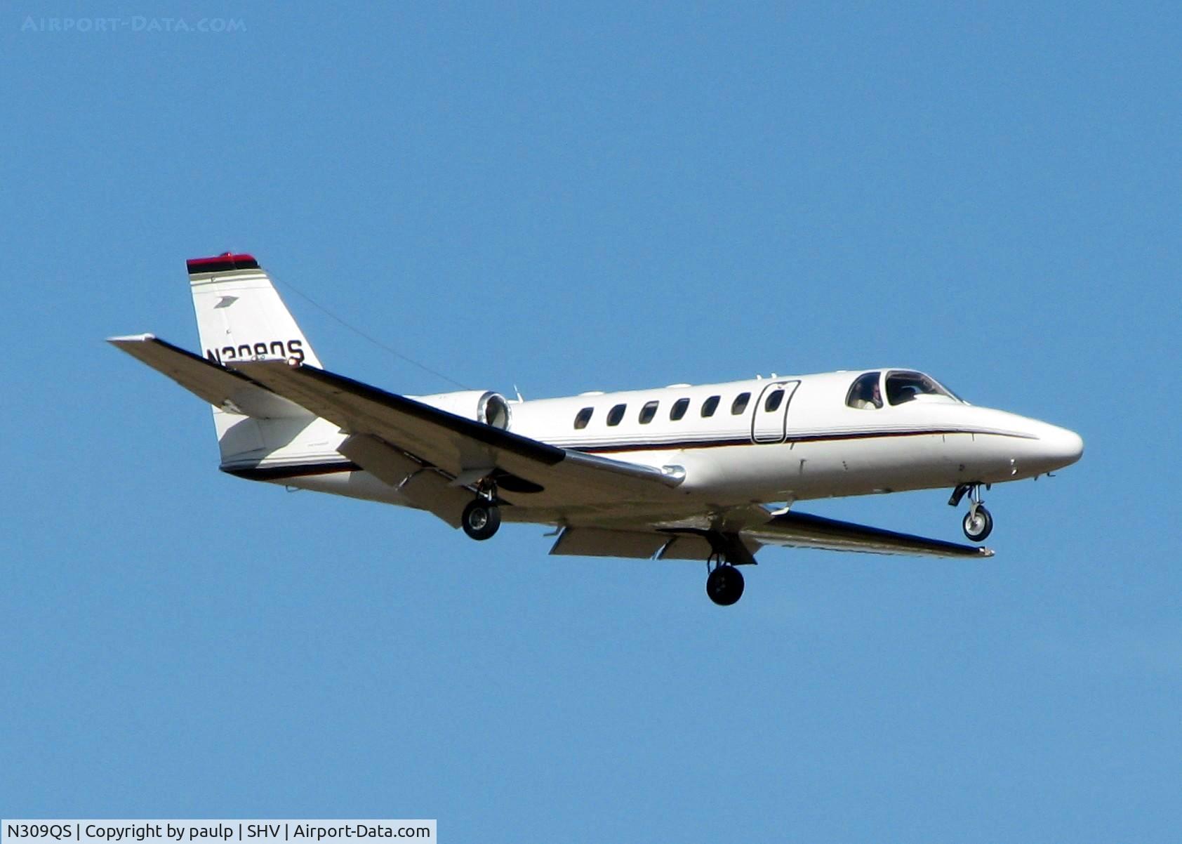 N309QS, 1999 Cessna 560 Citation Ultra C/N 560-0509, Landing on 14 at Shreveport Regional.