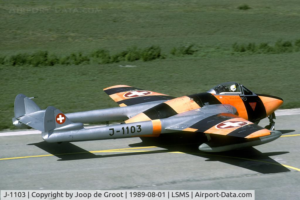 J-1103, De Havilland (FFA) Vampire FB6 (DH-100) C/N 612, When the Vampires were still active... Seen from the famous shelter outside the base (than).