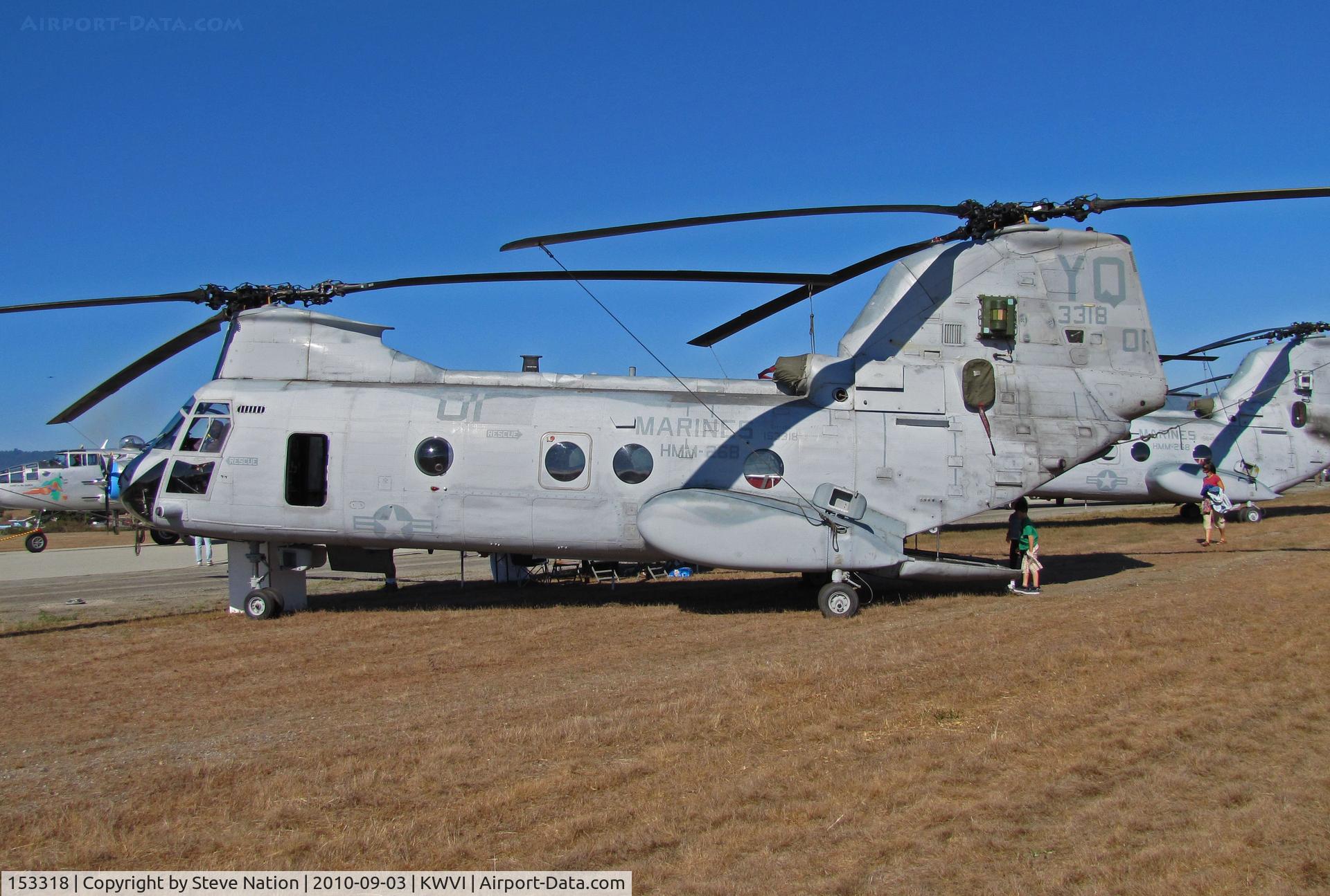 153318, 1966 Boeing Vertol CH-46E Sea Knight C/N 2206, HMM-268 CH-46E YQ-01 on military ramp @ 2010 Watsonville Fly-in