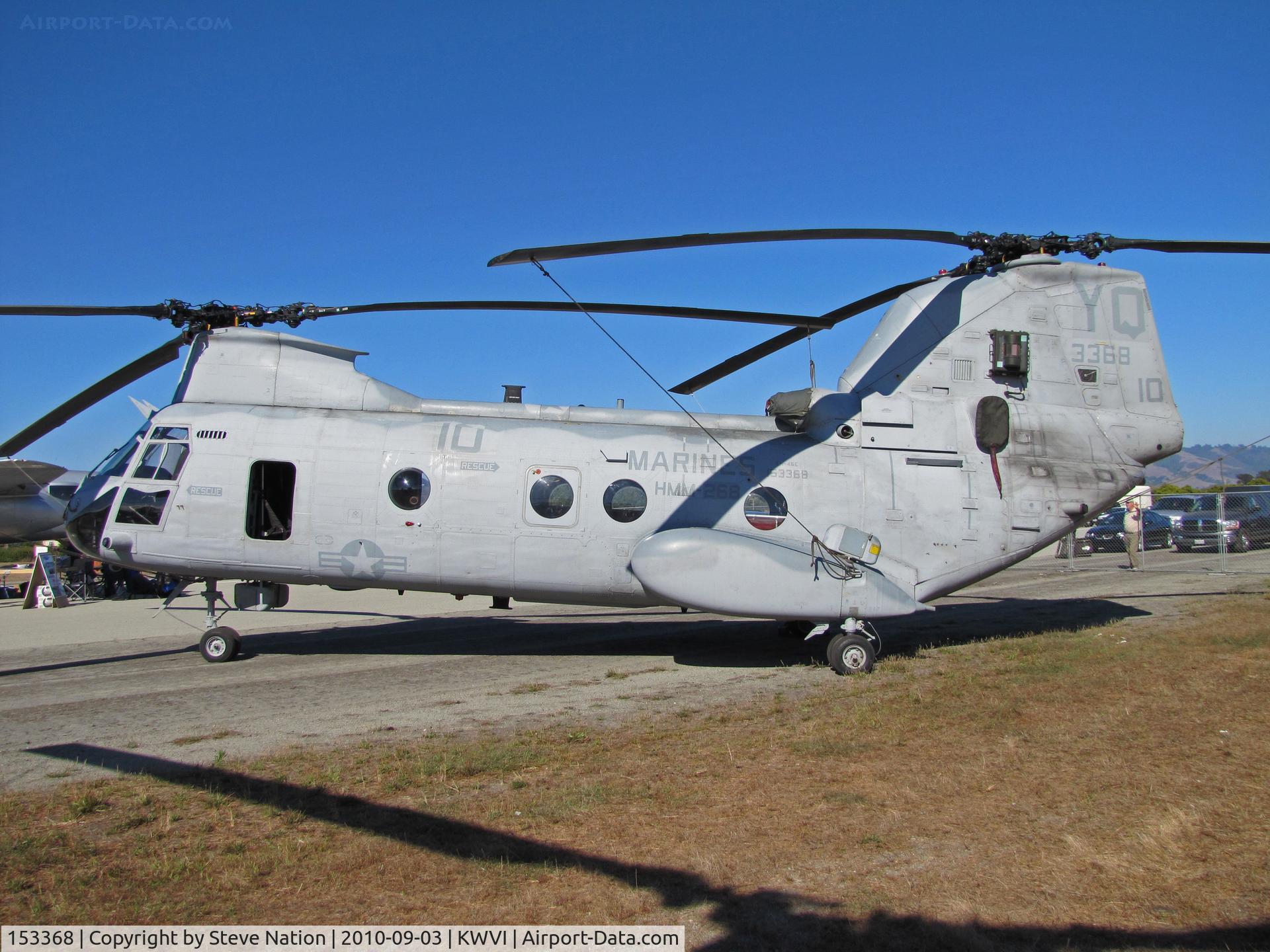 153368, 1967 Boeing Vertol CH-46E Sea Knight C/N 2264, HMM-268 CH-46E YQ-10 on military ramp @ 2010 Watsonville Fly-in