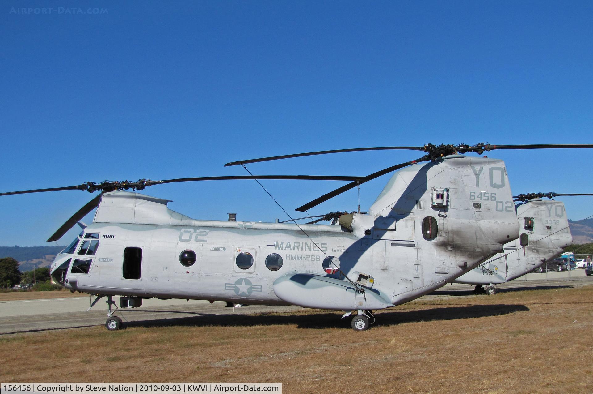 156456, 1969 Boeing Vertol CH-46E Sea Knight C/N 2526, HMM-268 CH-46E YQ-01 on military ramp @ 2010 Watsonville Fly-in