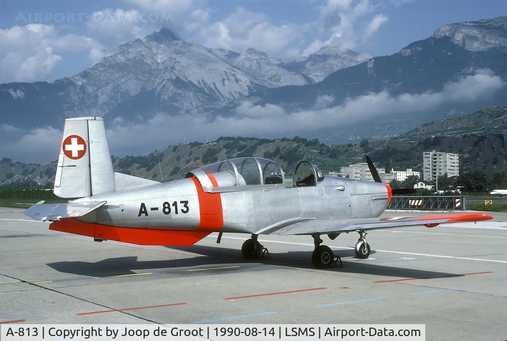 A-813, 1956 Pilatus P3-03 C/N 330-12, light training aircraft from the local Pilatus factory.