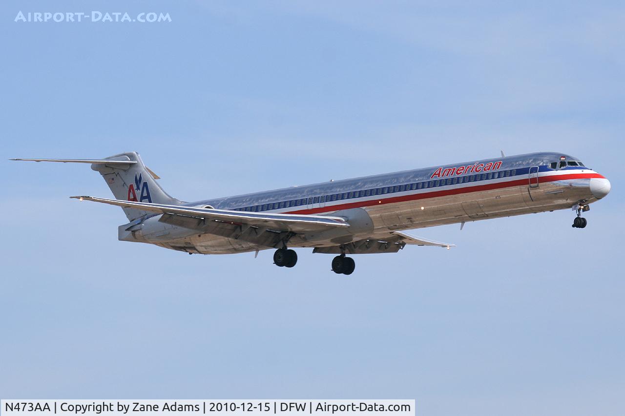 N473AA, 1988 McDonnell Douglas MD-82 (DC-9-82) C/N 49648, American Airlines landing at DFW Airport
