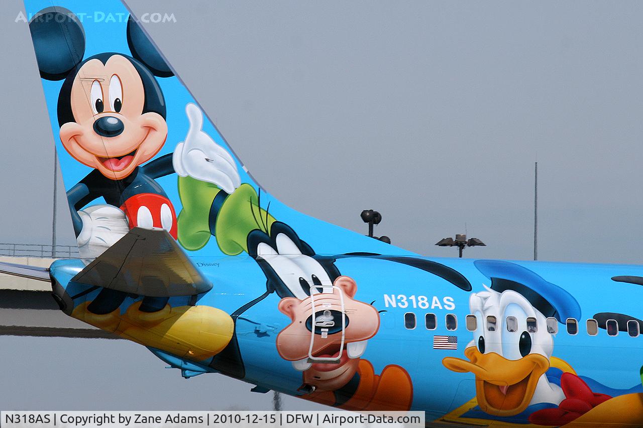 N318AS, 2003 Boeing 737-990 C/N 30018, Alaska Airlines Disney Special at DFW Airport
