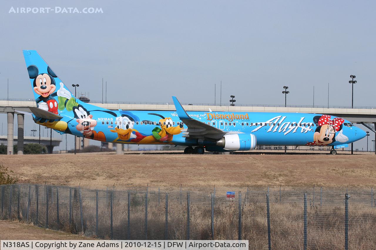 N318AS, 2003 Boeing 737-990 C/N 30018, Alaska Airlines Disney Special at DFW Airport