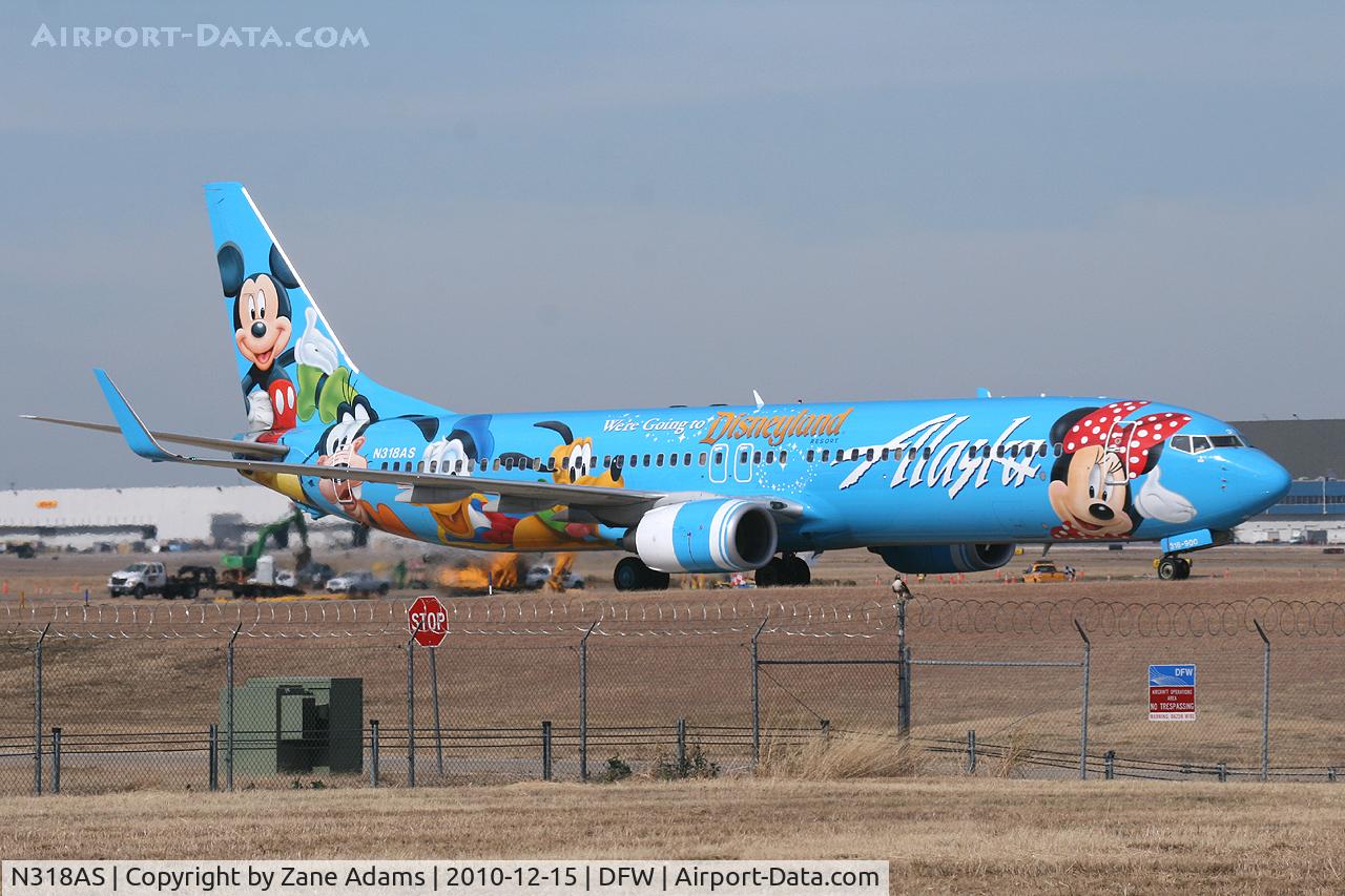 N318AS, 2003 Boeing 737-990 C/N 30018, Alaska Airlines Disney Special at DFW Airport