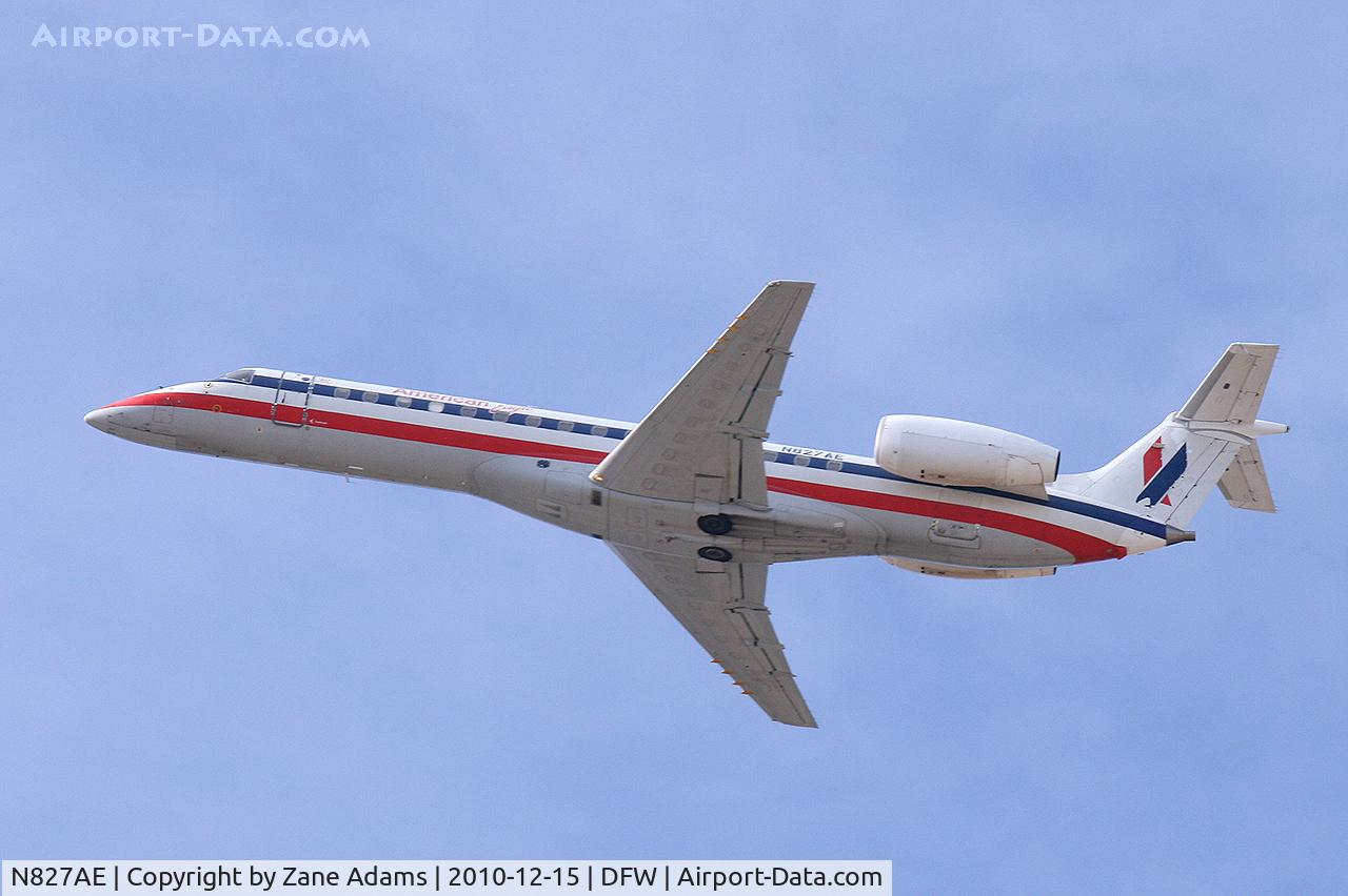 N827AE, 2002 Embraer ERJ-140LR (EMB-135KL) C/N 145602, American Eagle departing at DFW Airport