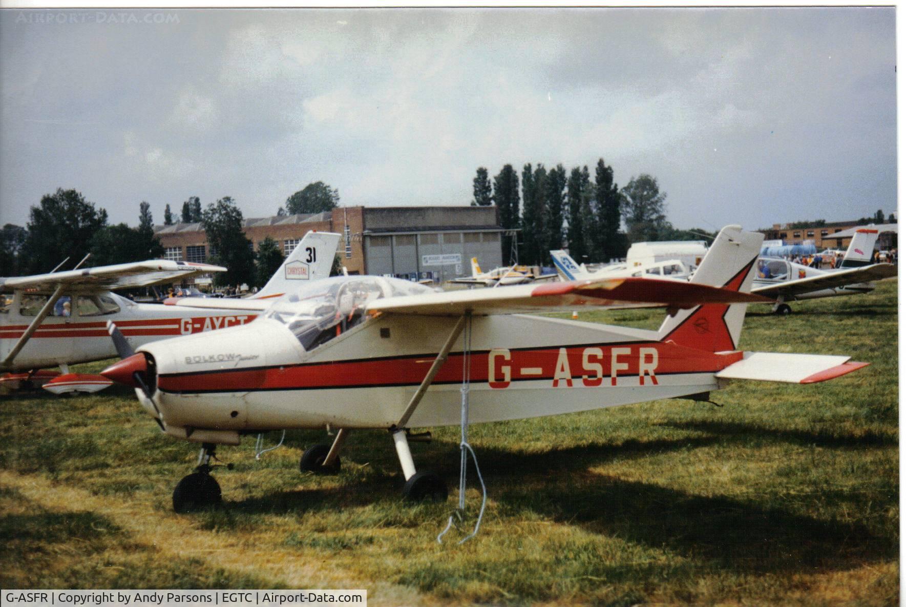 G-ASFR, 1963 Bolkow BO-208C Junior C/N 522, Taken at an early Cranfield PFA Rally (scanned print)