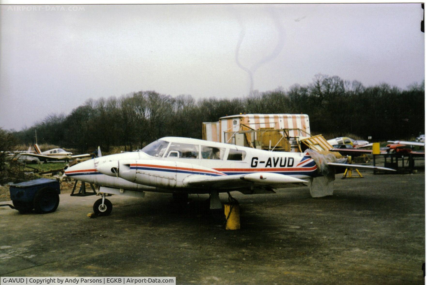 G-AVUD, 1967 Piper PA-30-160 Twin Comanche Twin Comanche C/N 30-1515, The result os a storm at Biggin Hill many years ago (scanned print)