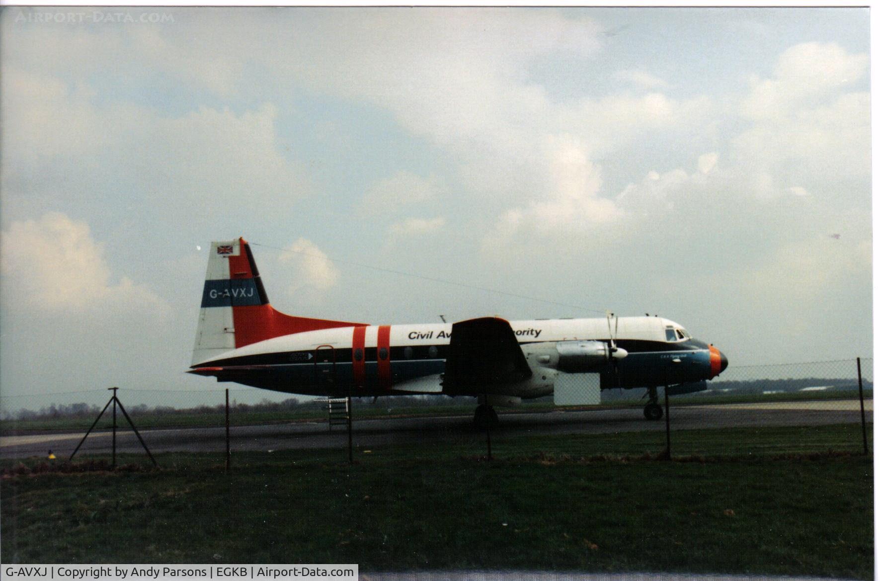 G-AVXJ, 1969 Hawker Siddeley HS.748 Series 2A C/N 1624, CAA operated calibrator at Biggin a few years ago (scanned print)