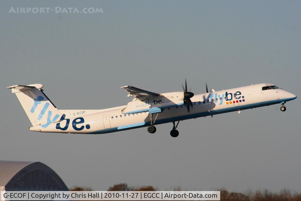 G-ECOF, 2008 De Havilland Canada DHC-8-402Q Dash 8 C/N 4216, departing from RW05L