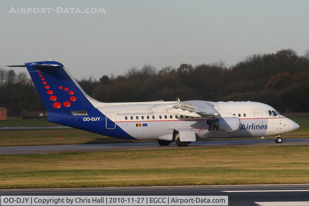 OO-DJY, 1997 British Aerospace Avro 146-RJ85 C/N E.2302, Brussels Airlines RJ85 on the taxyway after arriving on RW05R