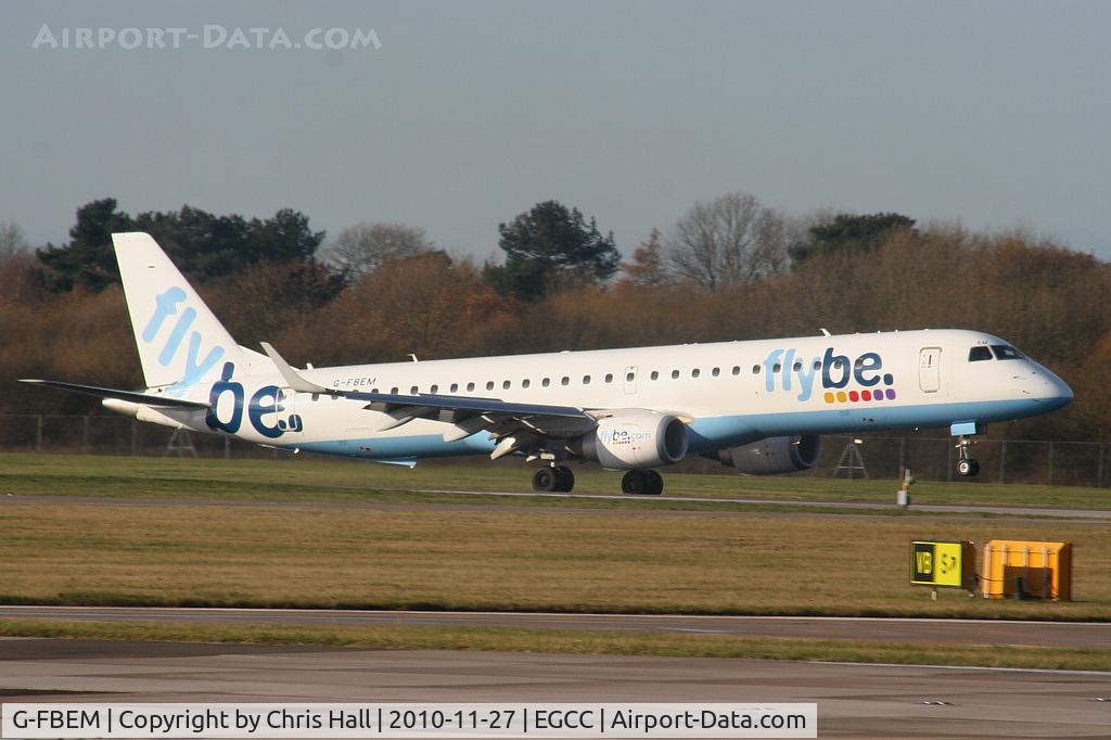 G-FBEM, 2008 Embraer 195LR (ERJ-190-200LR) C/N 19000204, flybe ERJ-190 departing from RW05L