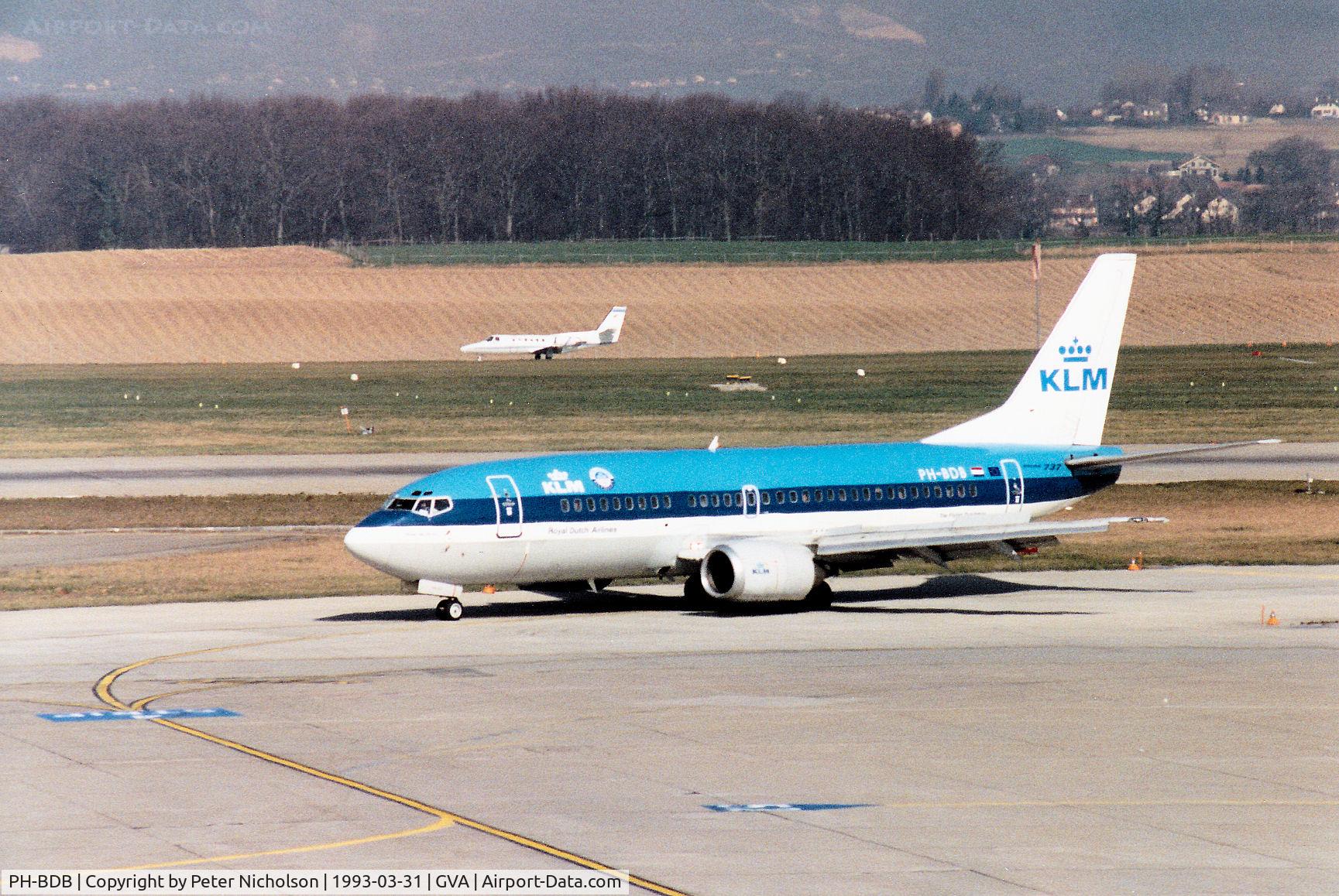 PH-BDB, 1986 Boeing 737-306 C/N 23538, Boeing 737-306 of KLM Royal Dutch Airlines arriving at Geneva in March 1993.