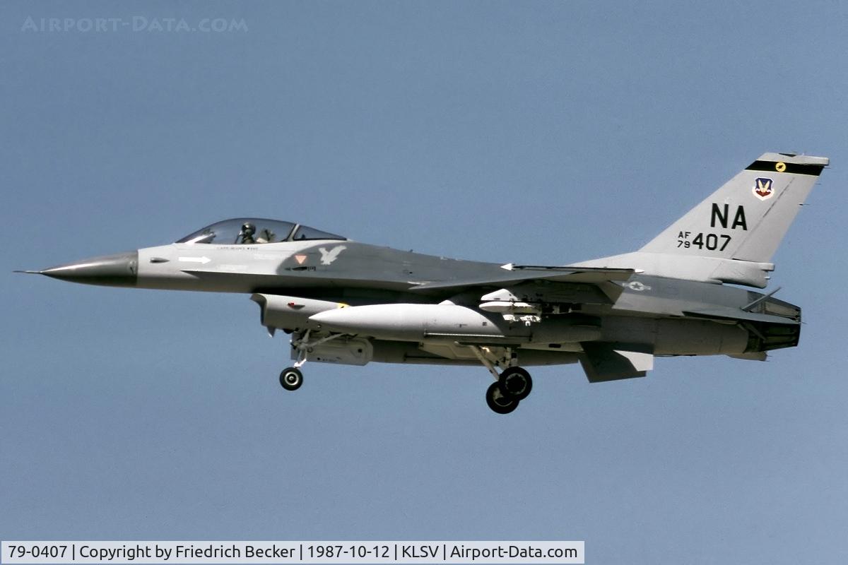 79-0407, 1979 General Dynamics F-16A Fighting Falcon C/N 61-192, on final at Nellis AFB