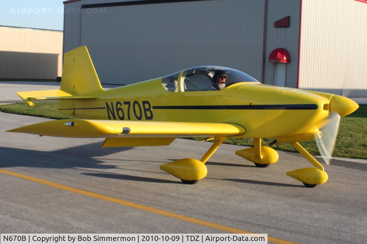 N670B, 2007 Vans RV-6A C/N 60176, Arriving at the EAA breakfast fly-in at Toledo, Ohio