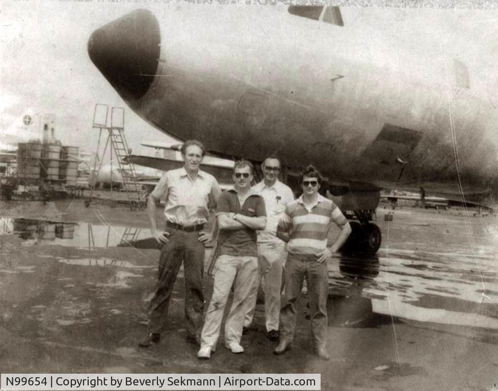N99654, Convair 240 C/N 515120, Paul Jones, Stan Waters, Lt. Hemphill, Garth Thompson after test flight of N99654 in Miami