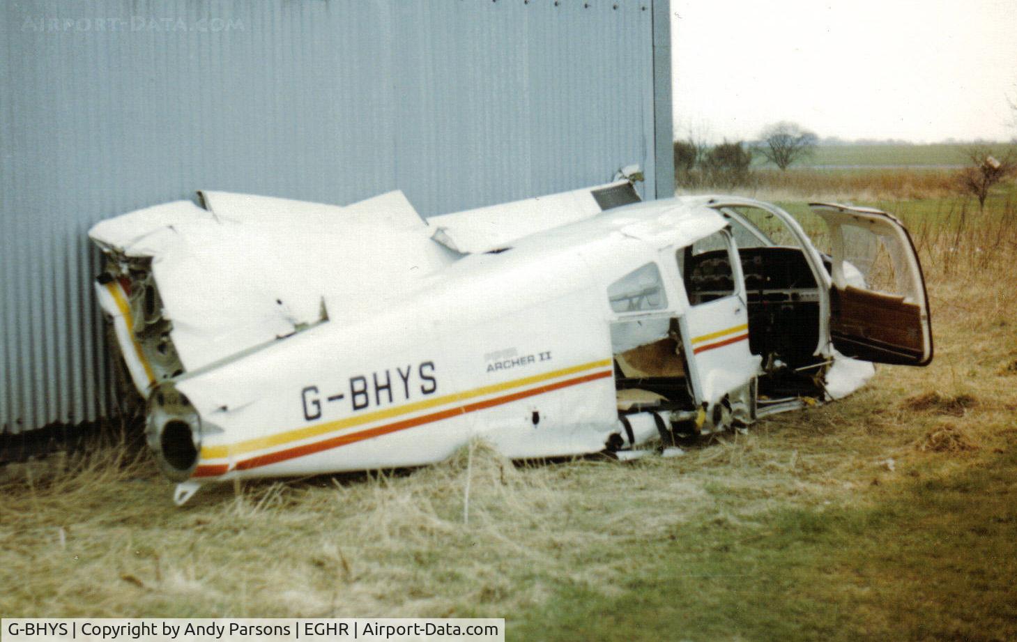 G-BHYS, 1980 Piper PA-28-181 Cherokee Archer II C/N 28-8090319, Remains of this cherokee at Goodwood  Accident date 07/12/1985