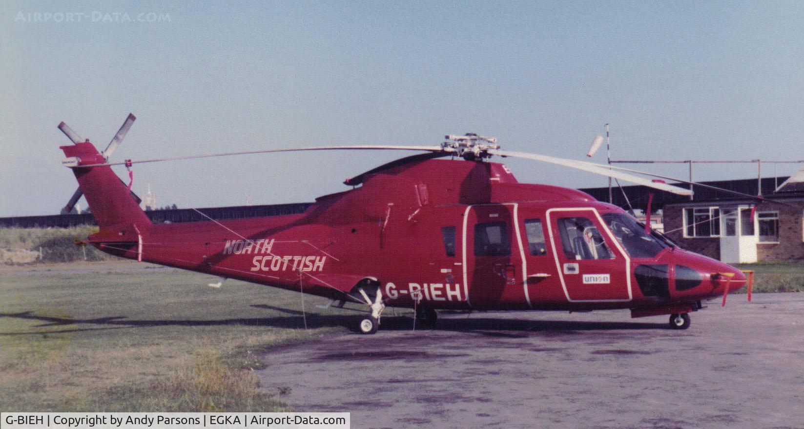 G-BIEH, 1981 Sikorsky S-76A C/N 760135, This S76 diverted into Shoreham many years ago (scanned print)