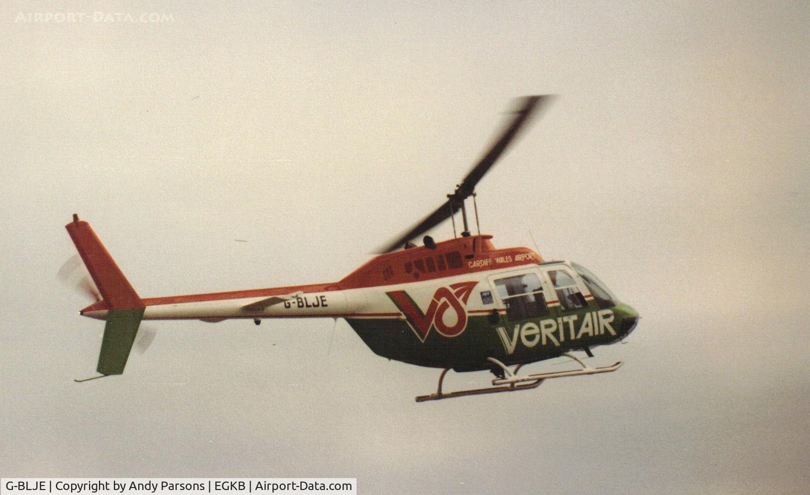 G-BLJE, 1970 Bell 206B JetRanger II C/N 8242, Doing the Brands Hatch British GP shuttle (scanned print|)