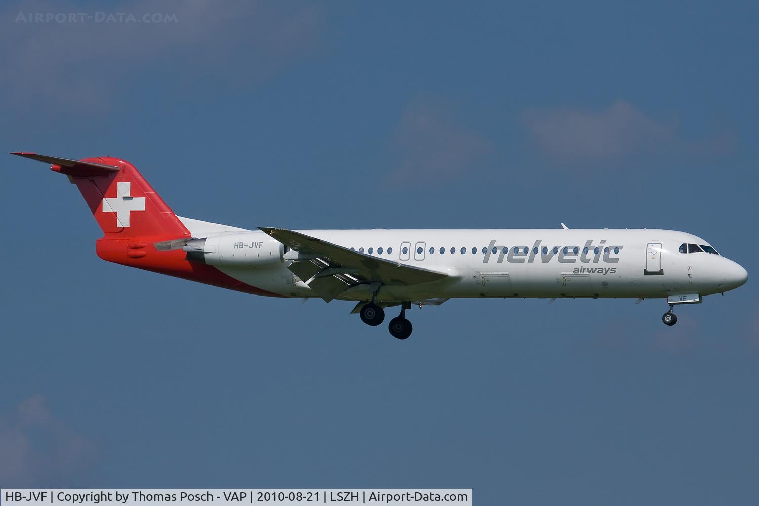 HB-JVF, 1993 Fokker 100 (F-28-0100) C/N 11466, Helvetic Airways