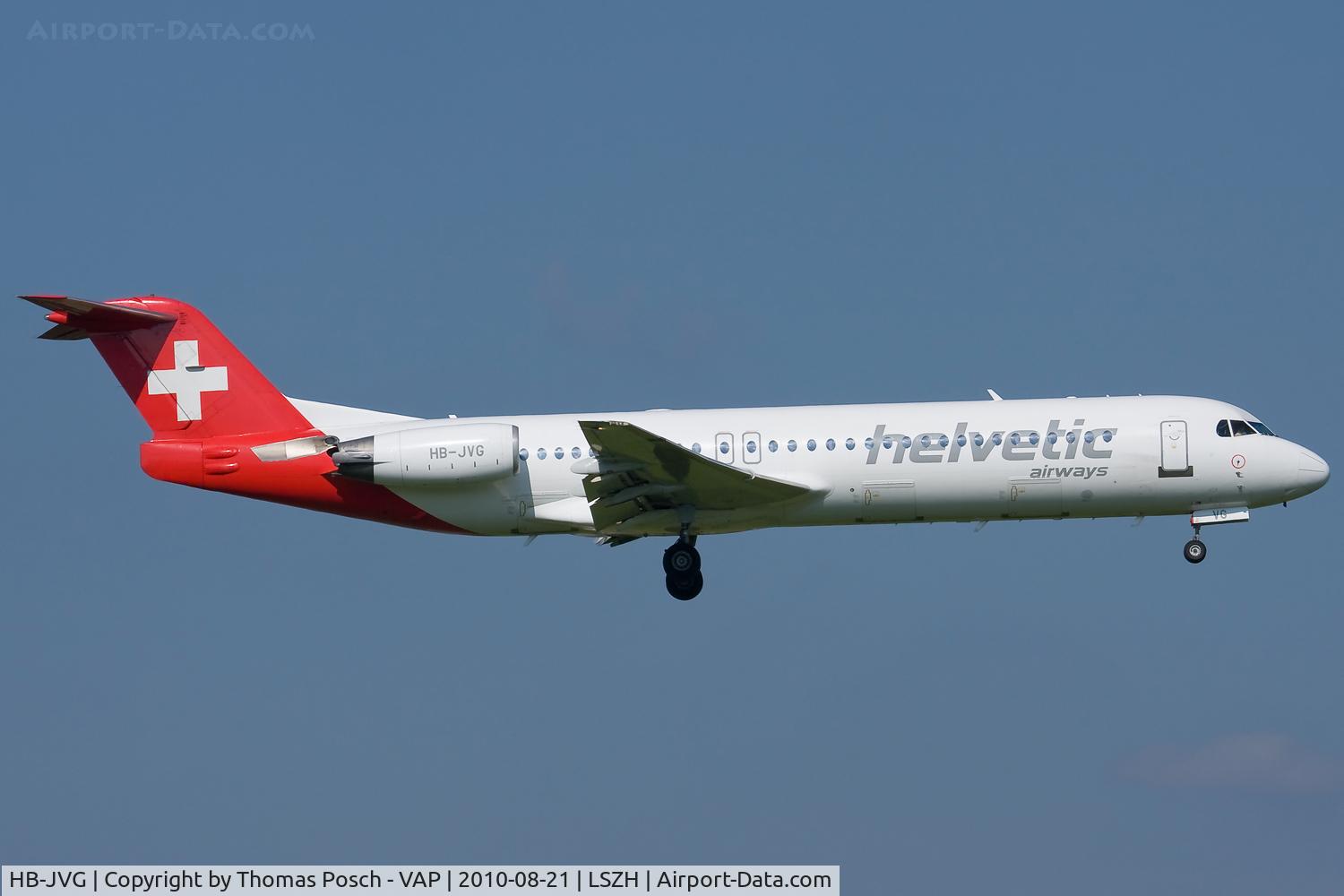 HB-JVG, 1993 Fokker 100 (F-28-0100) C/N 11478, Helvetic Airways