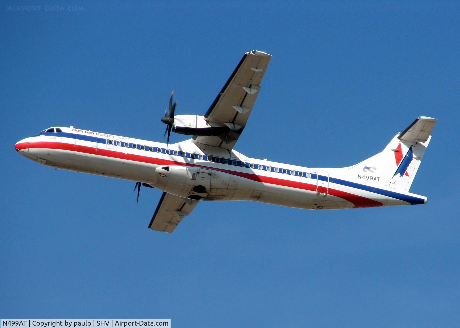 N499AT, 1997 ATR 72-212A C/N 499, Off of Rwy 23 at Shreveport Regional.