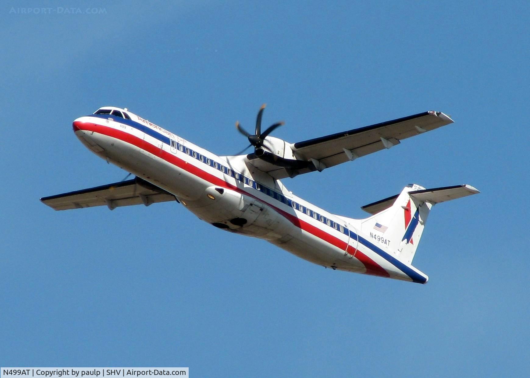 N499AT, 1997 ATR 72-212A C/N 499, Off of Rwy 23 at Shreveport Regional.
