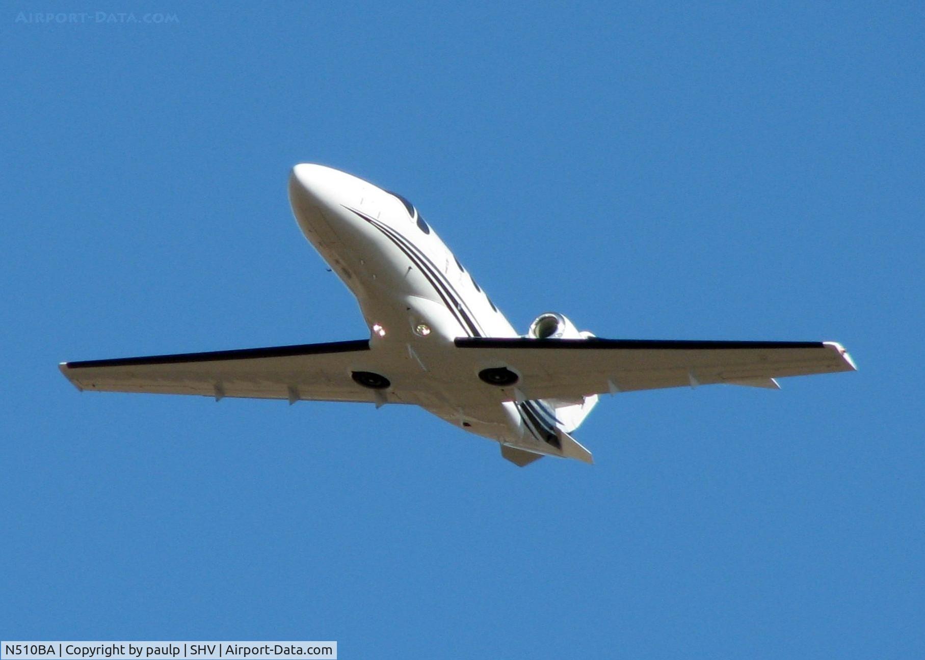 N510BA, Cessna 525 CitationJet CJ1 C/N 510-0143, Off of Rwy 23 at Shreveport Regional.