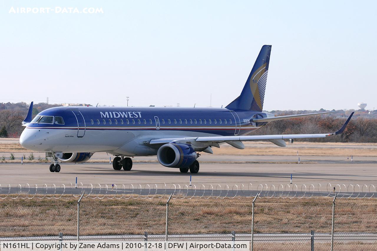 N161HL, 2007 Embraer 190LR (ERJ-190-100LR) C/N 19000154, Midwest Air at DFW Airport