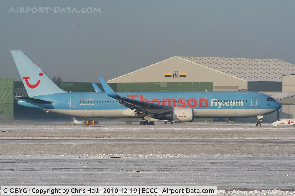 G-OBYG, 1999 Boeing 767-304 C/N 29137, Thomson B767 departing from RW05L
