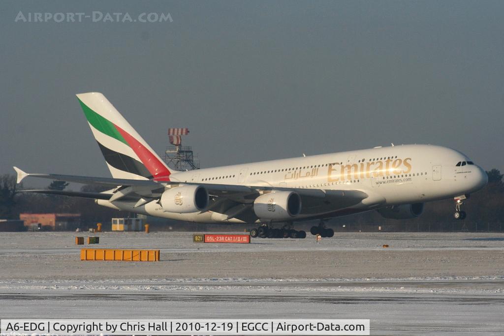A6-EDG, 2009 Airbus A380-861 C/N 023, Emirates A380 landing on RW05L