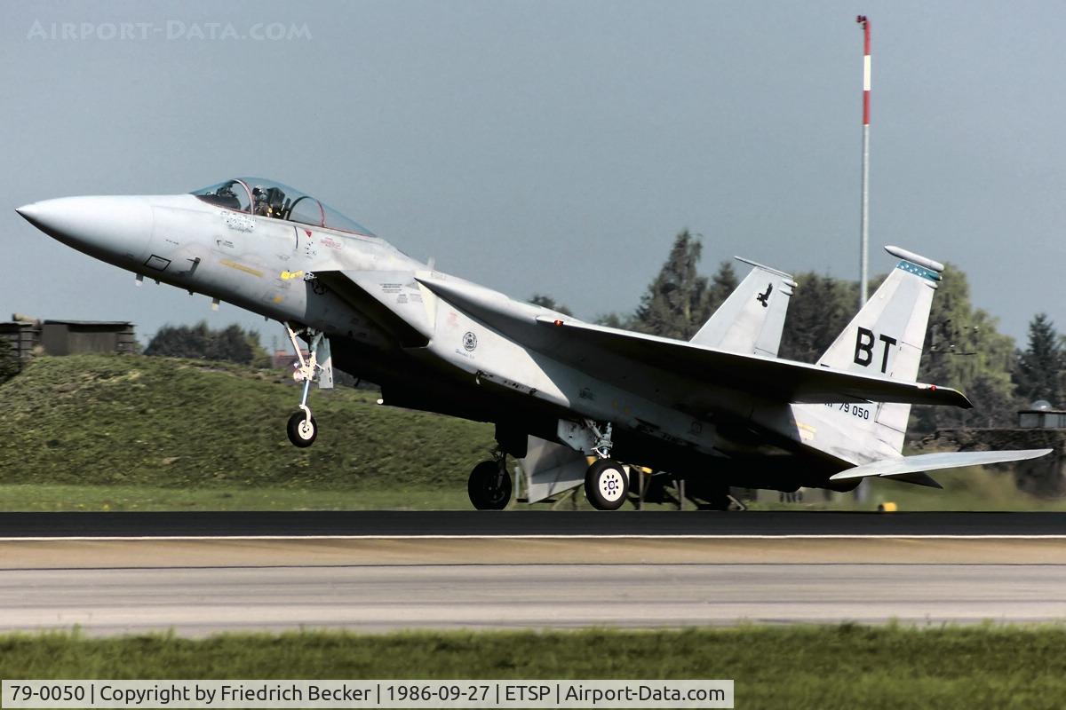 79-0050, 1979 McDonnell Douglas F-15C Eagle C/N 0593/C119, decelerating after an impressive display during the 25th anniversary of JG74 at Fliegerhorst Neuburg