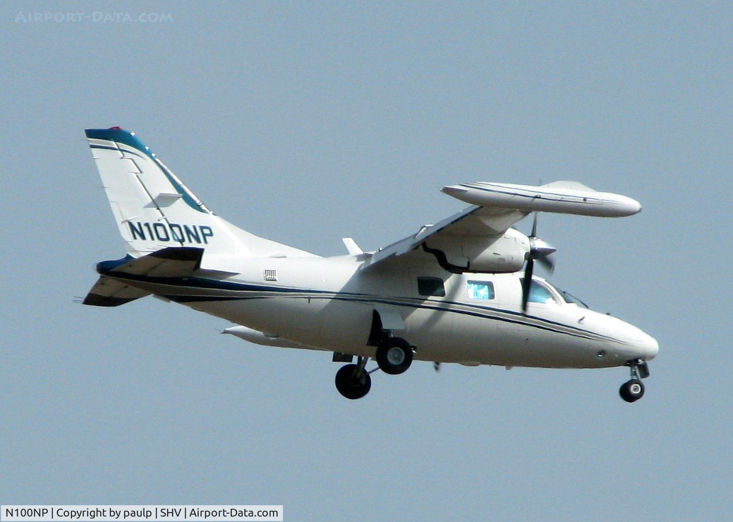 N100NP, 1980 Mitsubishi MU-2B-40 Solitaire C/N 423 S.A., Landing at Shreveport Regional.