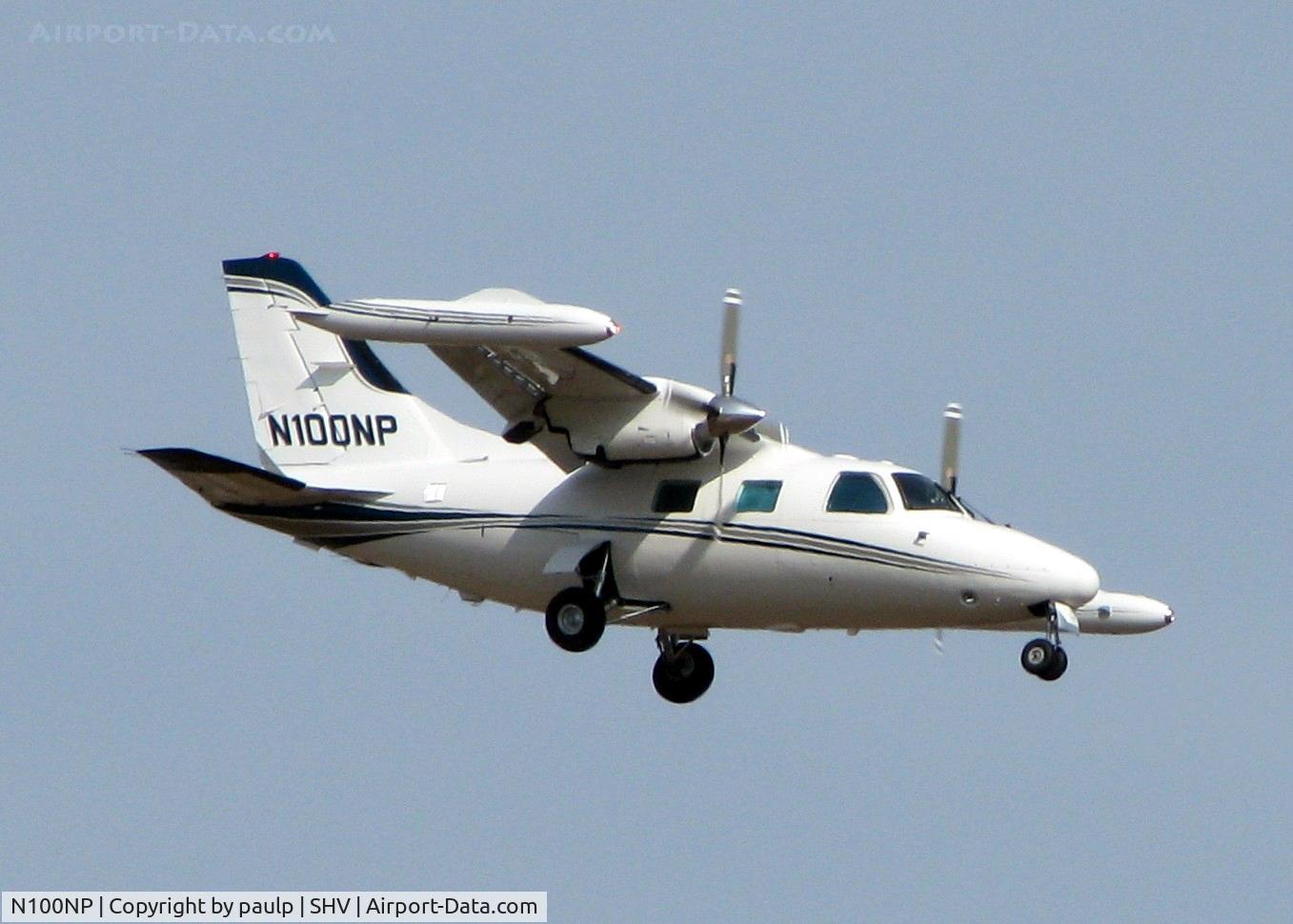 N100NP, 1980 Mitsubishi MU-2B-40 Solitaire C/N 423 S.A., Landing at Shreveport Regional.