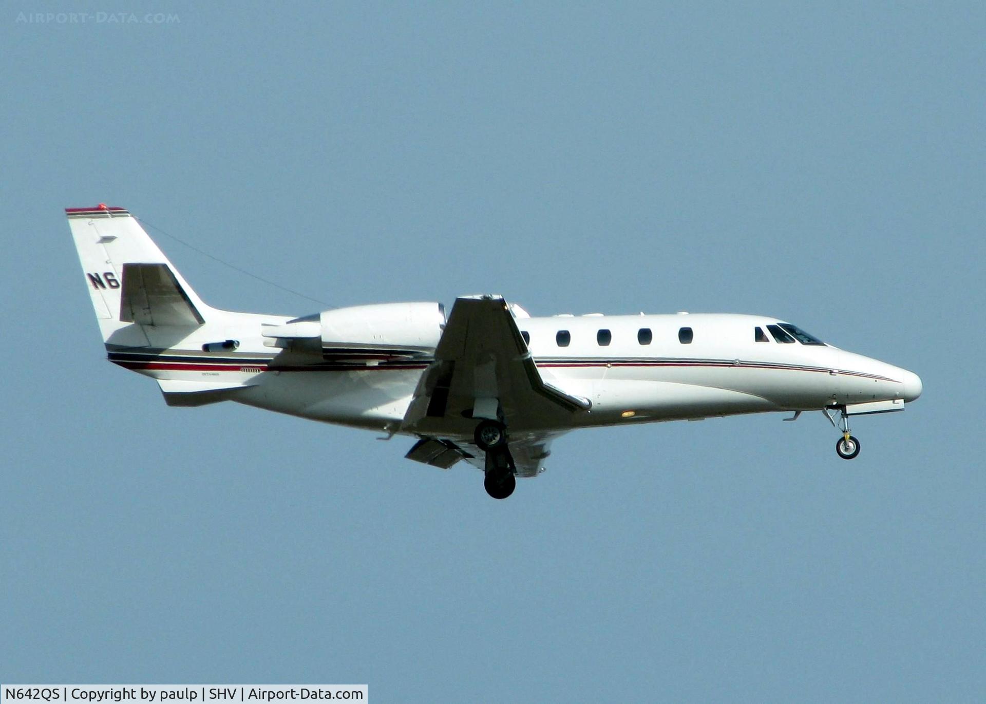 N642QS, 2005 Cessna 560XL C/N 560-5561, Landing on Rwy 14 at Shreveport Regional.