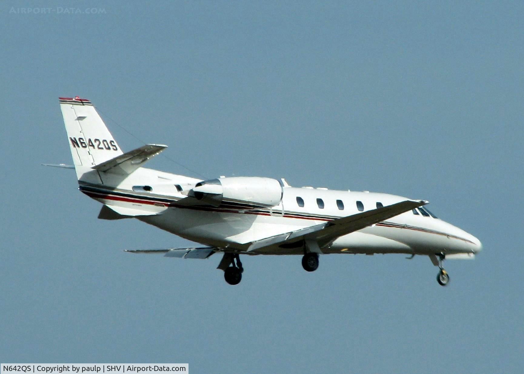 N642QS, 2005 Cessna 560XL C/N 560-5561, Landing on Rwy 14 at Shreveport Regional.