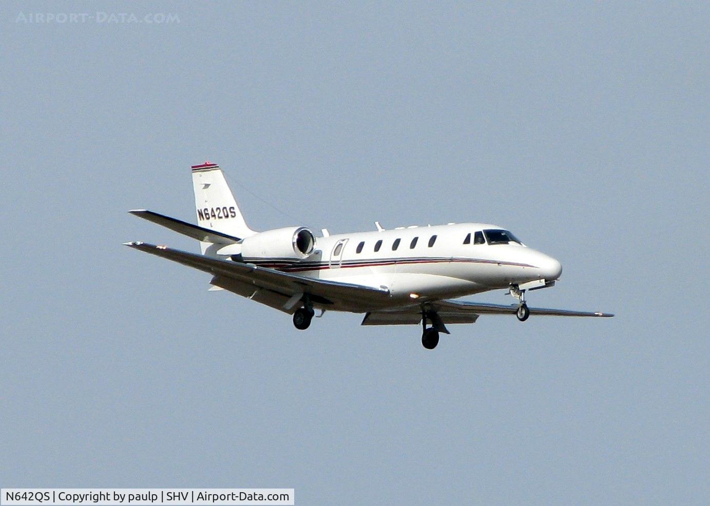 N642QS, 2005 Cessna 560XL C/N 560-5561, Landing on Rwy 14 at Shreveport Regional.