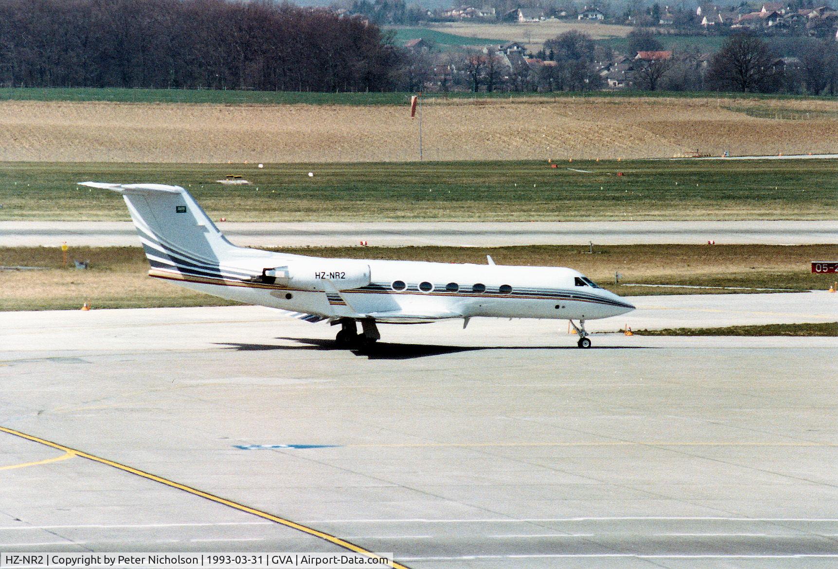 HZ-NR2, 1984 Gulfstream Aerospace G-1159A Gulfstream III C/N 415, Gulfstream III of Rashid Engineering Company seen at Geneva in March 1993.