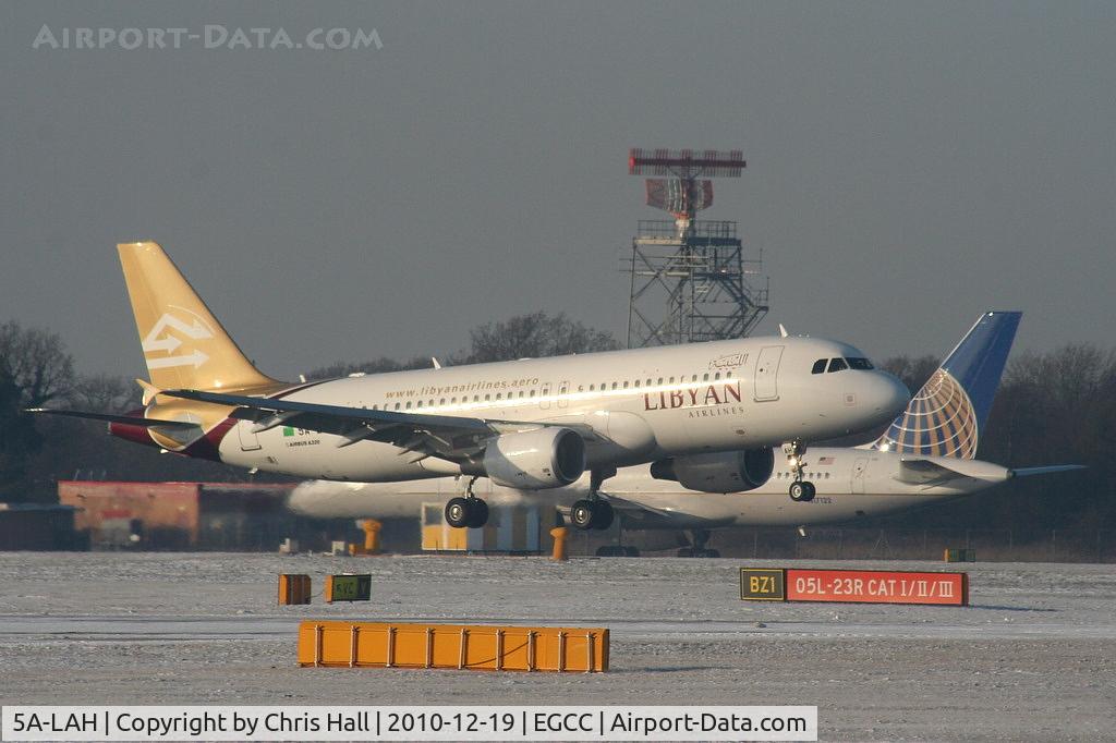 5A-LAH, 2010 Airbus A320-214 C/N 4405, Libyan Airways A320 landing on RW05L