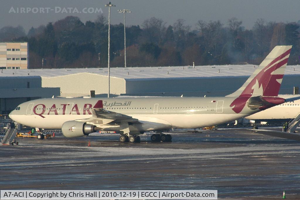 A7-ACI, 2006 Airbus A330-202 C/N 746, Qatar A330 on one of the remote stands after diverting in due to the severe weather at Heathrow