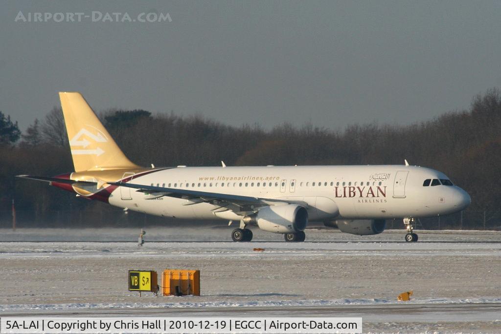 5A-LAI, 2010 Airbus A320-214 C/N 4450, Libyan Airways A320 departing from RW05L