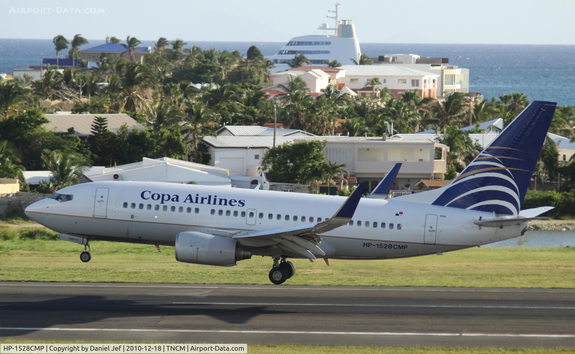 HP-1528CMP, 2005 Boeing 737-7V3 C/N 29360, Copa Air landing at TNCM for it's first time.