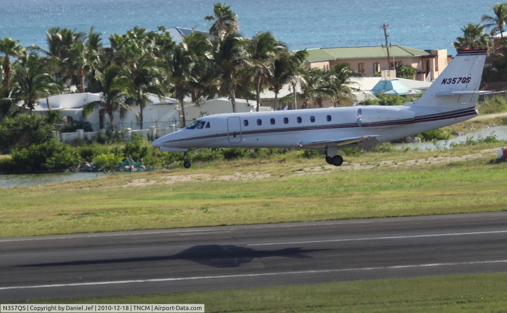 N357QS, 2007 Cessna 680 Citation Sovereign C/N 680-0155, N357QS landing at TNCM