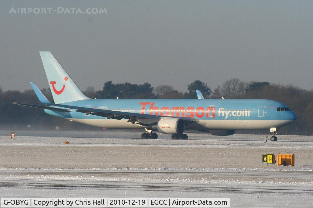 G-OBYG, 1999 Boeing 767-304 C/N 29137, Thomson B767 departing from RW05L