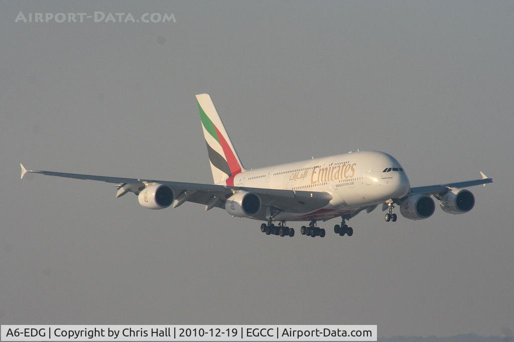 A6-EDG, 2009 Airbus A380-861 C/N 023, Emirates A380 on finals for RW05L