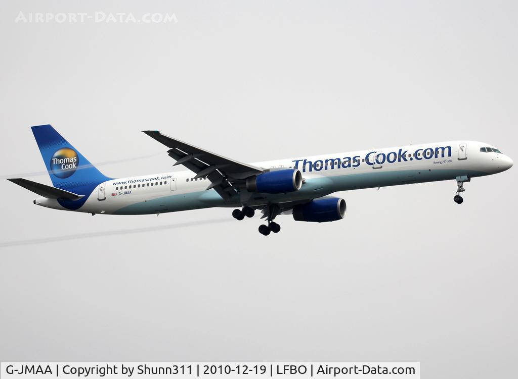 G-JMAA, 2001 Boeing 757-3CQ C/N 32241, Landing rwy 14R