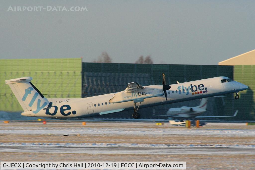 G-JECX, 2007 De Havilland Canada DHC-8-402Q Dash 8 C/N 4155, flybe Dash-8 departing from RW05L