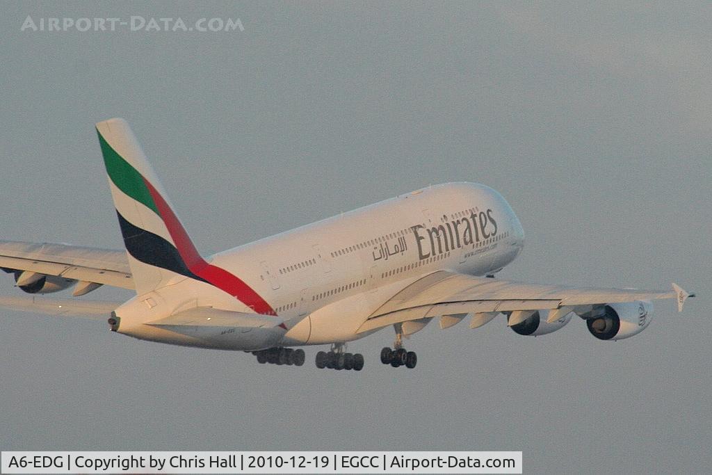 A6-EDG, 2009 Airbus A380-861 C/N 023, Emirates A380 climbing away from RW05L